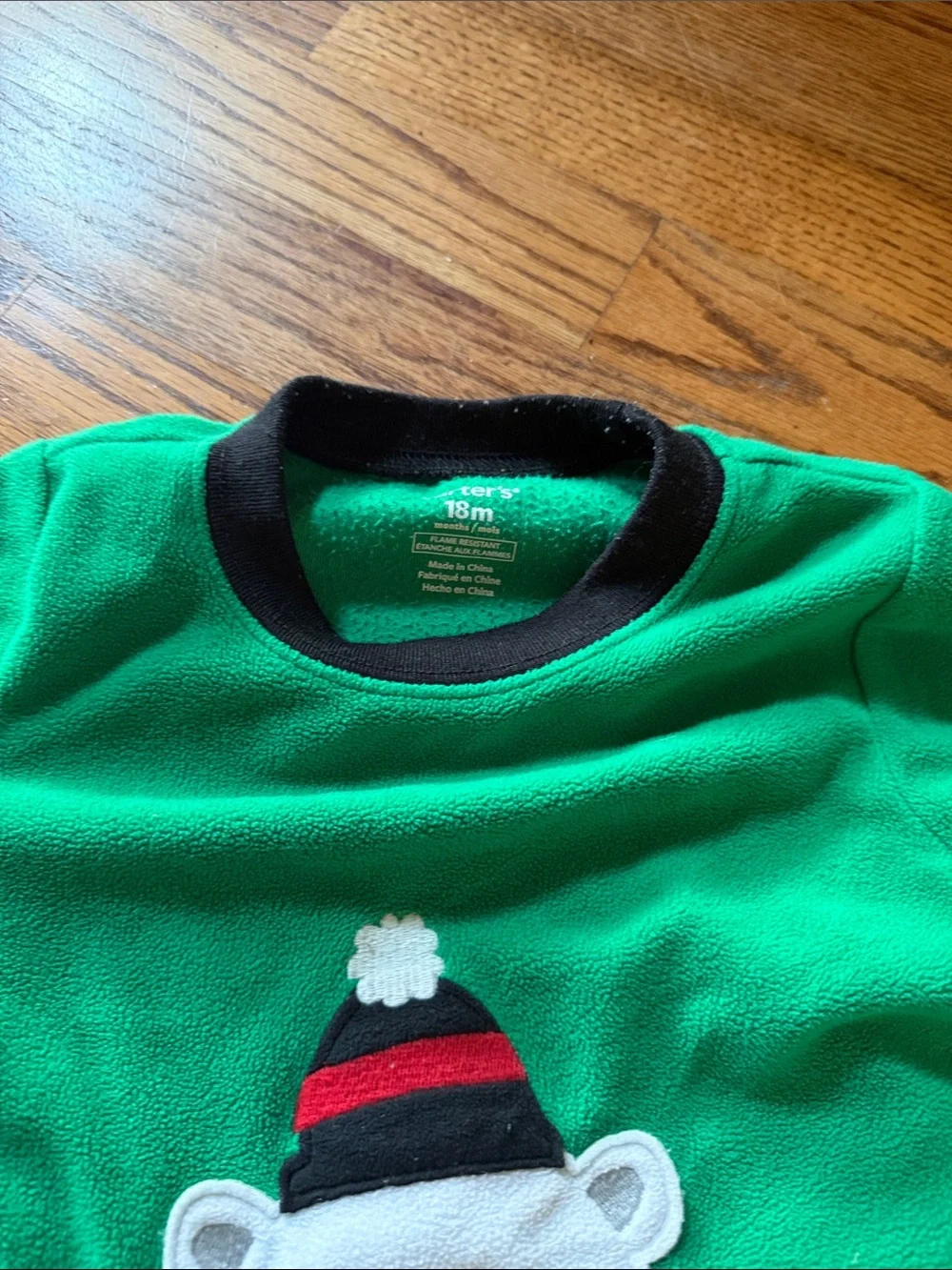 Green Polar Bear Holiday Kids Pajama Set